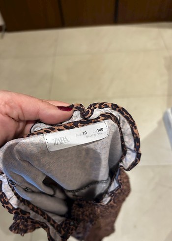 Kahverengi Leopar çocuk elbise - Görsel 6