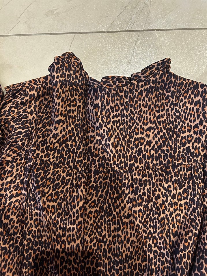 Kahverengi Leopar çocuk elbise - Görsel 5