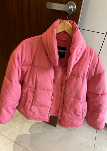 Pembe  Kısa Kadın Mont - Görsel 5