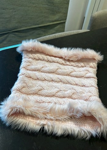 Bej Örgü Kadın Atkı Peluş Detaylı - Görsel 2