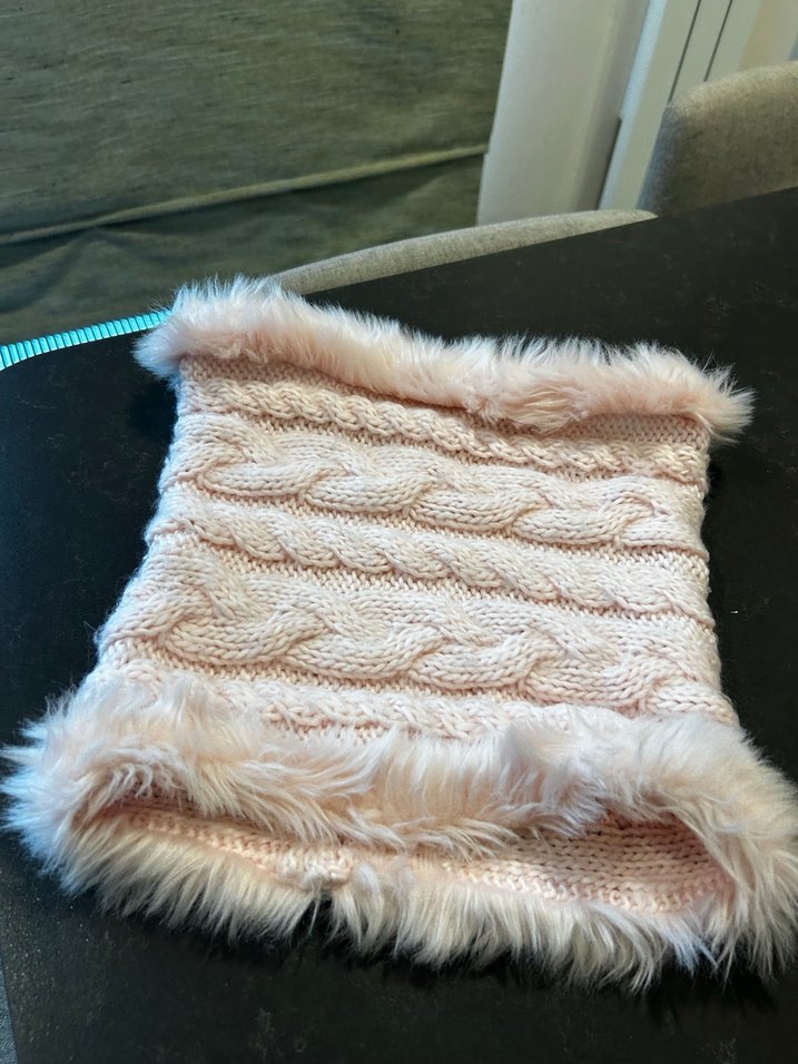 Bej Örgü Kadın Atkı Peluş Detaylı - Görsel 2