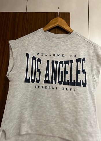 Kız Çocuk Gri Kısa Kollu Baskılı Tişört - Görsel 3