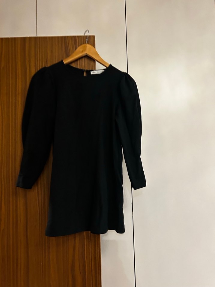 Siyah balon Kollu Elbise - Görsel 2