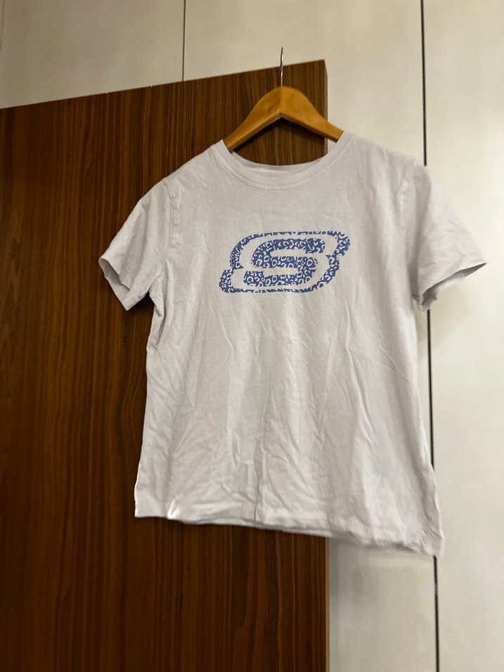 Kadın Beyaz Baskılı Pamuklu Tişört - Görsel 4