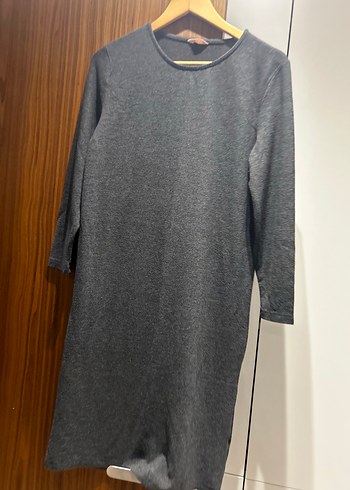 Gri Uzun Kollu Kadın Ev Elbisesi - Görsel 3