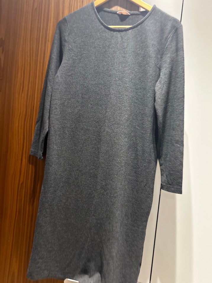 Gri Uzun Kollu Kadın Ev  Elbisesi - Görsel 4