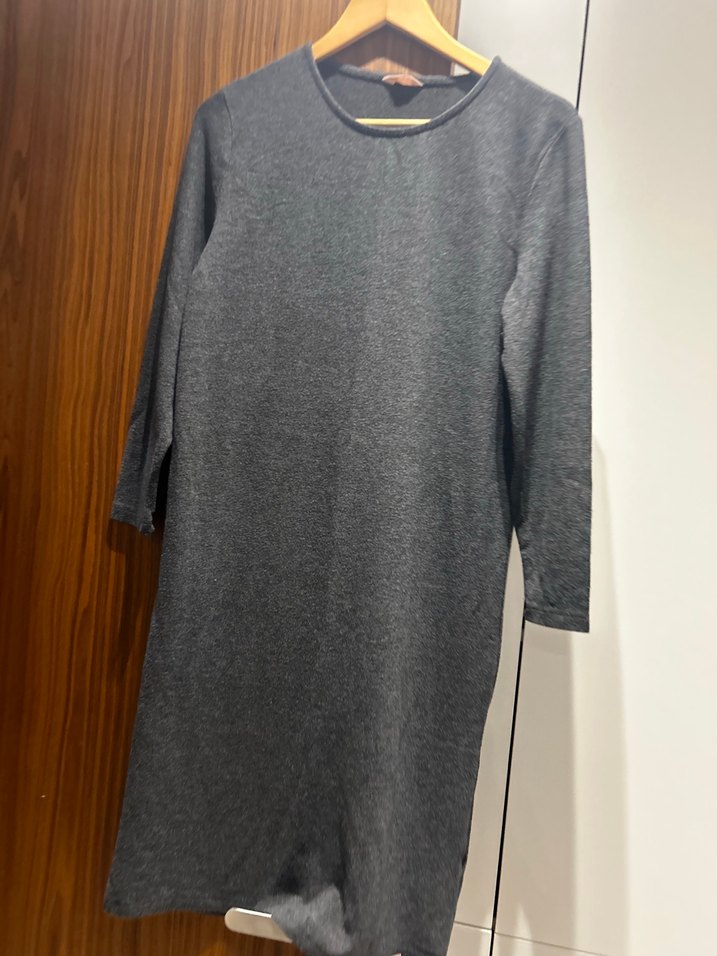 Gri Uzun Kollu Kadın Ev  Elbisesi - Görsel 3