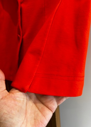 42 Beden kırmızı Renk Kadın Kırmızı Süet Düğmeli Blazer Ceket