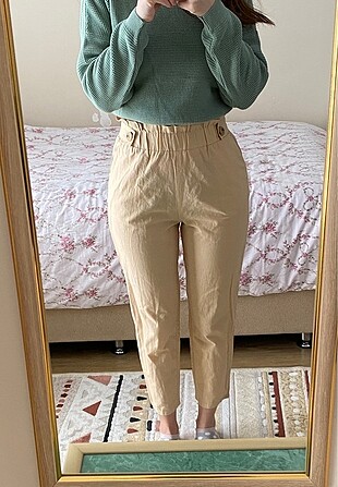 Krem keten pantolon