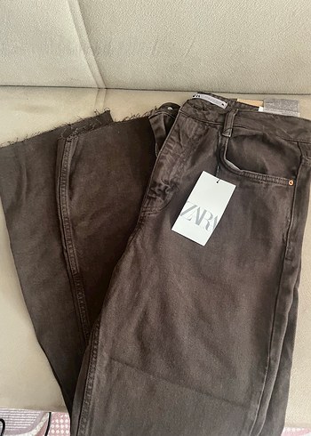 38 Beden kahverengi Renk Zara etiketli kahverengi jean