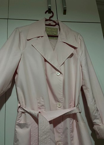Diğer Pembe Uzun Kadın Trençkot Düğmeli Normcore