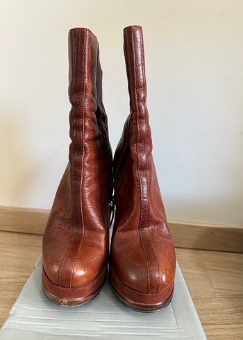 Nine West Kahverengi Deri Topuklu Kadın Bot - Görsel 5