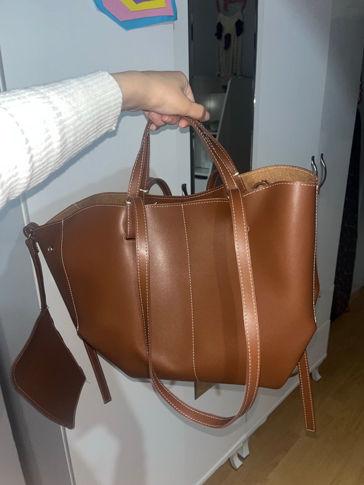 ZARA MODEL Kahverengi Deri Kadın Çanta - Görsel 2