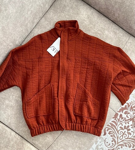 Zara kiremit rengi bomber ceket xs/s beden