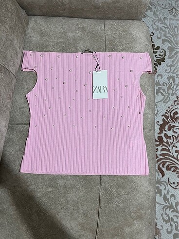 Zara incili pembe bluz l beden