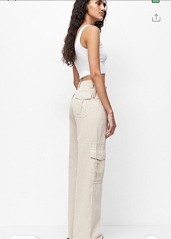 Pull and Bear Pull and bear ten/pudra rengi kargo pantolon s/36