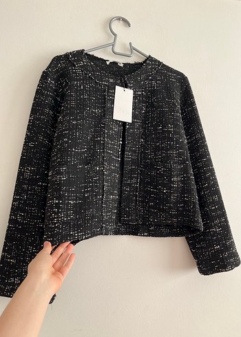 Zara Zara tüvit siyah blazer ceket l beden