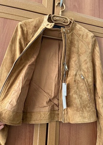 Zara hakiki Süet Deri Ceket Fermuarlı xs