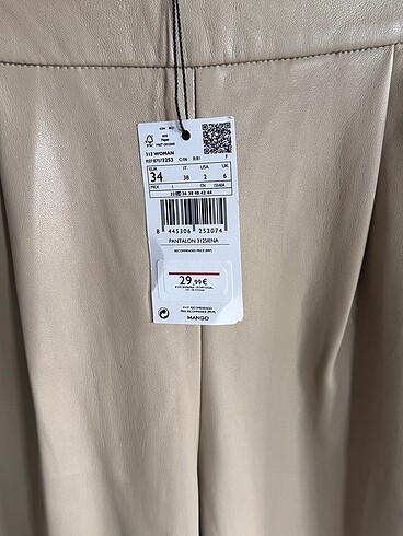 xs Beden ten rengi Renk Mango deri pantolon