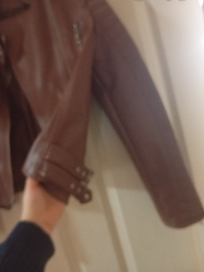 Kahverengi Deri Biker Ceket - Görsel 2