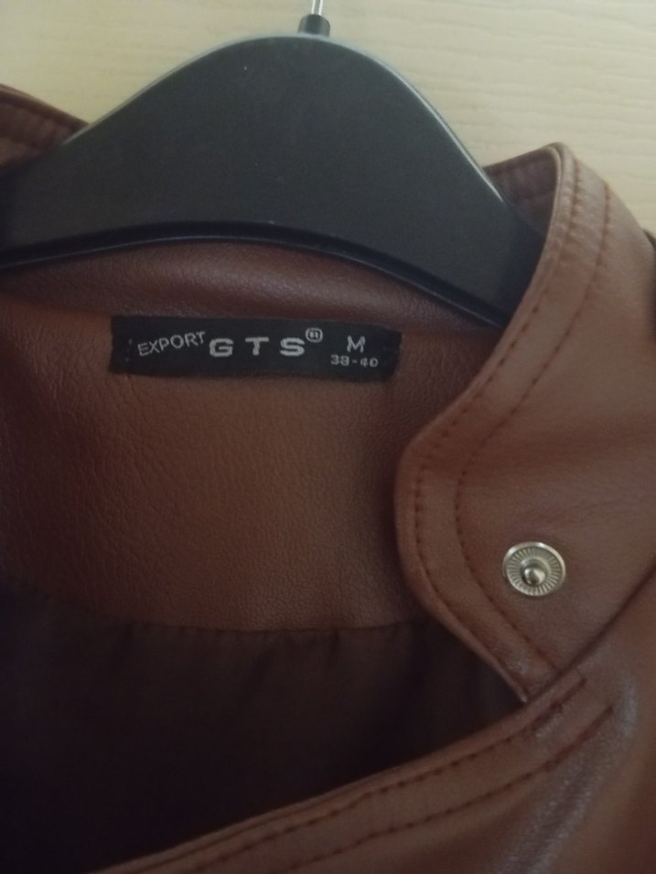 Kahverengi Deri Biker Ceket - Görsel 3