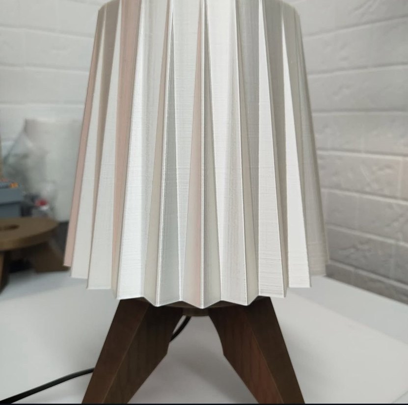 Bej Katlamalı Abajur Masa Lambası - Görsel 3