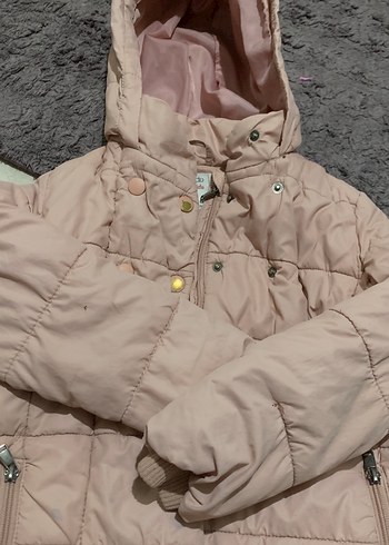 Bej Düğmeli kız çocuk Kışlık Mont - Görsel 2