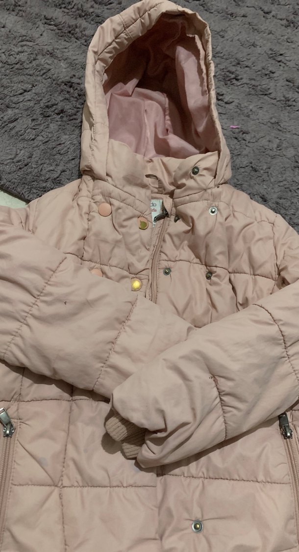 Bej Düğmeli kız çocuk Kışlık Mont - Görsel 2