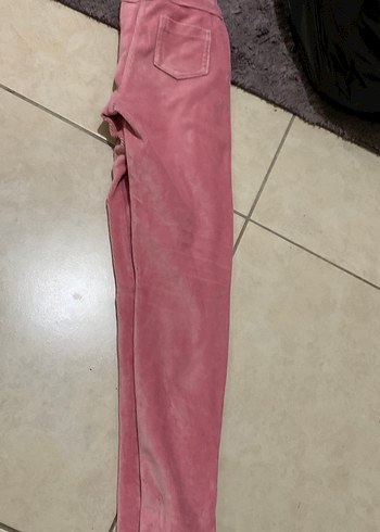 Kız Çocuk Pembe Süet Kemerli Tayt - Görsel 2