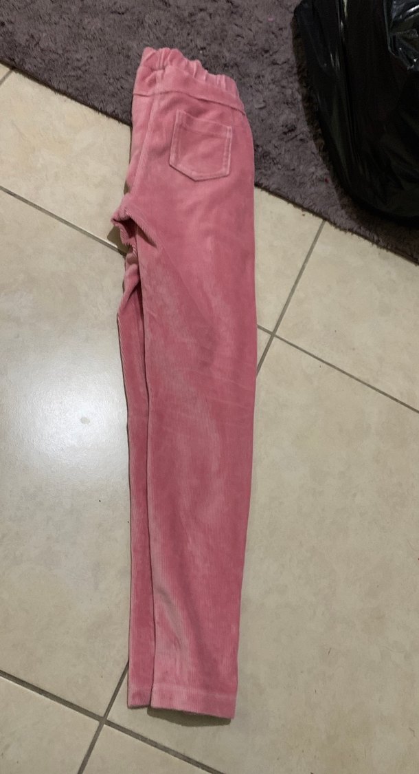 Kız Çocuk Pembe Süet Kemerli Tayt - Görsel 2