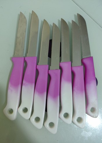 Pembe Saplı 7 Parça Mutfak Bıçağı Seti