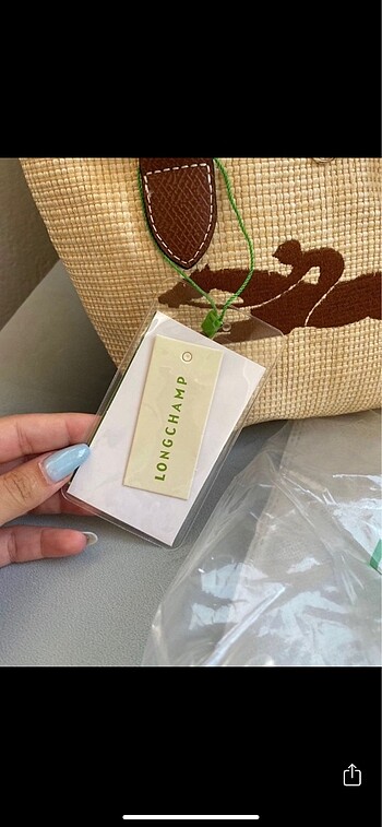 Beden camel Renk Longchamp Hasır Le Painer Pliage Çanta