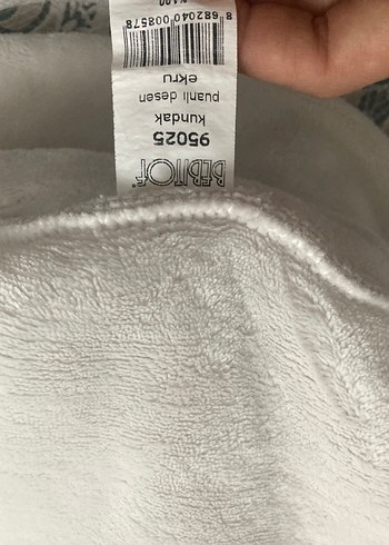 Kapüşonlu Beyaz Bebek Battaniyesi - Görsel 4