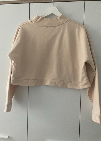 Bej Kadın Sweatshirt, Yuvarlak Yaka, Uzun Kollu - Görsel 2