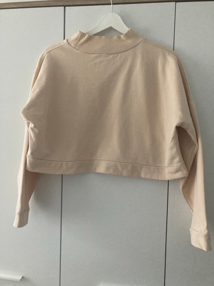 Bej Kadın Sweatshirt, Yuvarlak Yaka, Uzun Kollu - Görsel 2