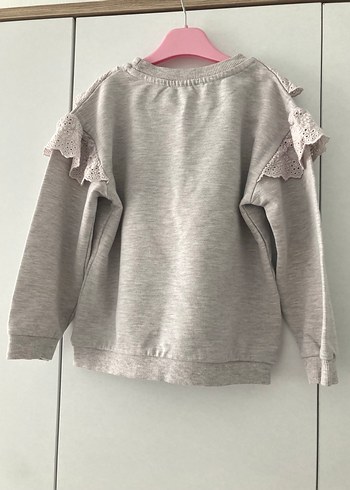 Kız Çocuk Gri Fırfırlı Sweatshirt - Görsel 3