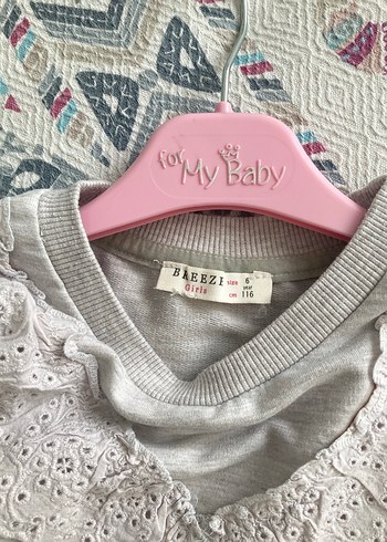 Kız Çocuk Gri Fırfırlı Sweatshirt - Görsel 2