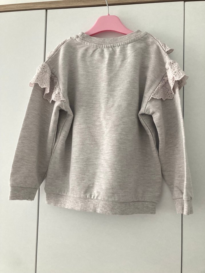 Kız Çocuk Gri Fırfırlı Sweatshirt - Görsel 3