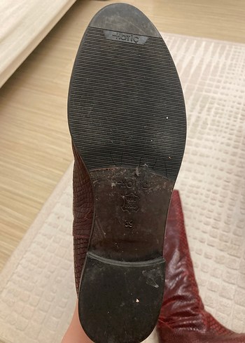 Bordo Deri Yılan Desenli İnce Topuklu Çizme - Görsel 3