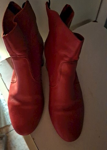 Kırmızı Hakiki Deri Kadın Topuklu Bot - Görsel 4