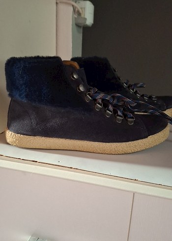 Lacivert Süet Kürklü Düz Bot - Görsel 3