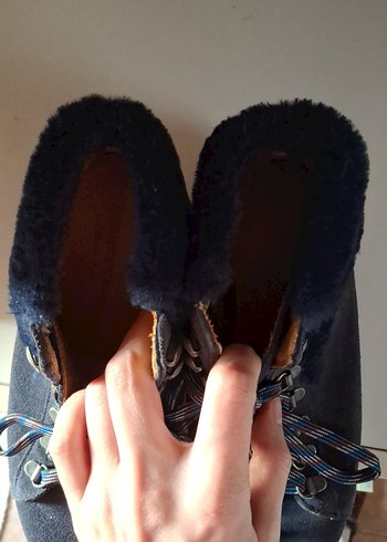 Lacivert Süet Kürklü Düz Bot - Görsel 6