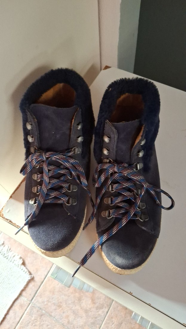 Lacivert Süet Kürklü Düz Bot - Görsel 5