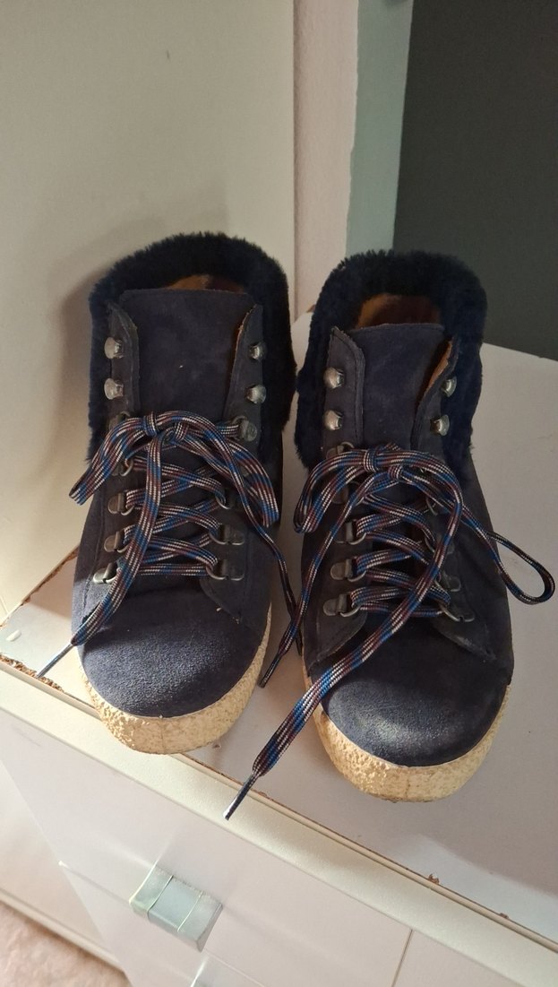 Lacivert Süet Kürklü Düz Bot - Görsel 4