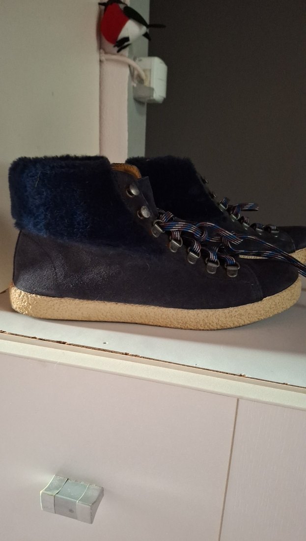 Lacivert Süet Kürklü Düz Bot - Görsel 3