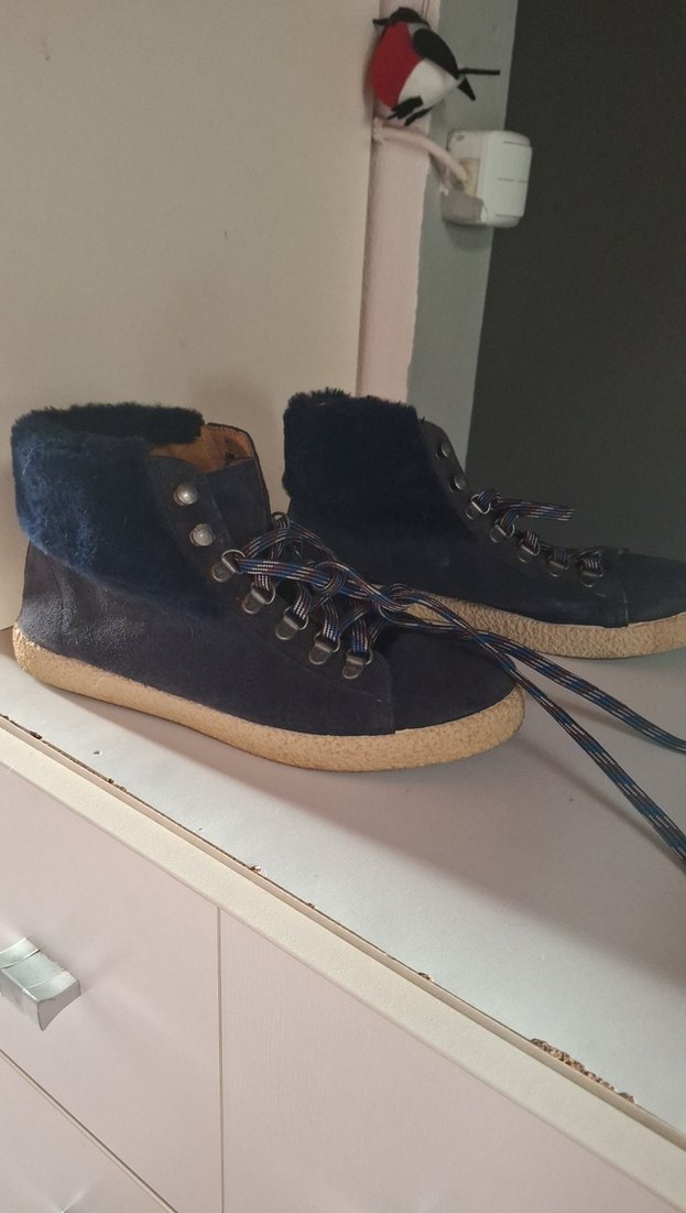 Lacivert Süet Kürklü Düz Bot - Görsel 2