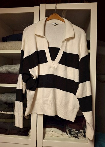 Mavi Kadın Siyah Beyaz Kazak - Görsel 4