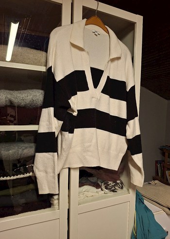 Mavi Kadın Siyah Beyaz Kazak - Görsel 5