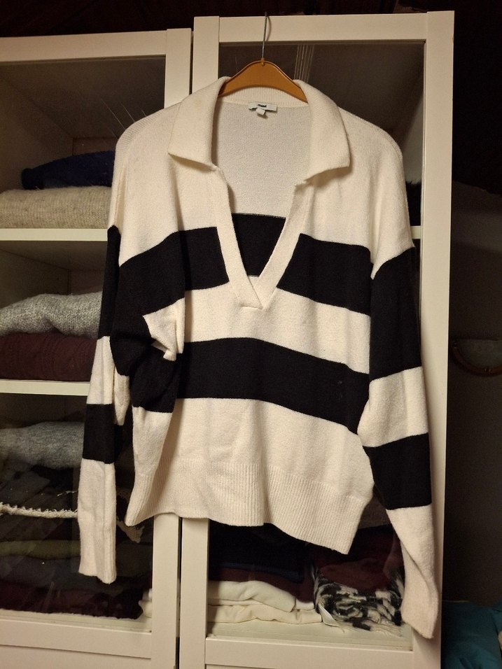 Mavi Kadın Siyah Beyaz Kazak - Görsel 4