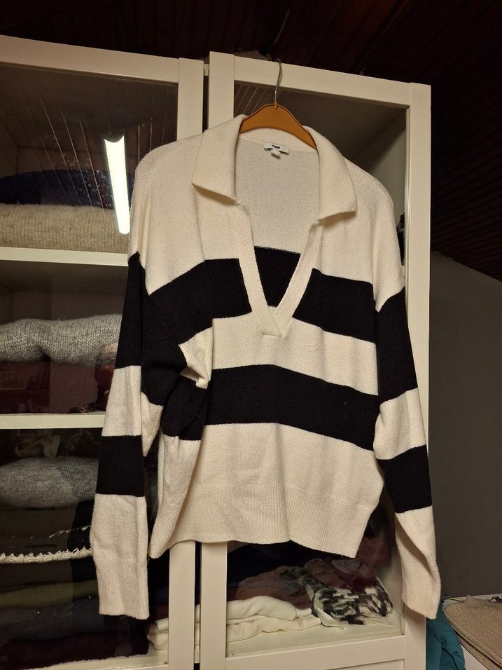 Mavi Kadın Siyah Beyaz Kazak - Görsel 2